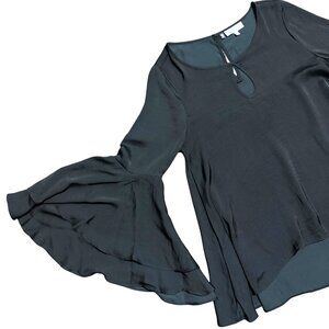 Jennifer Lopez Black Chiffon Bell Sleeve Blouse – Size M